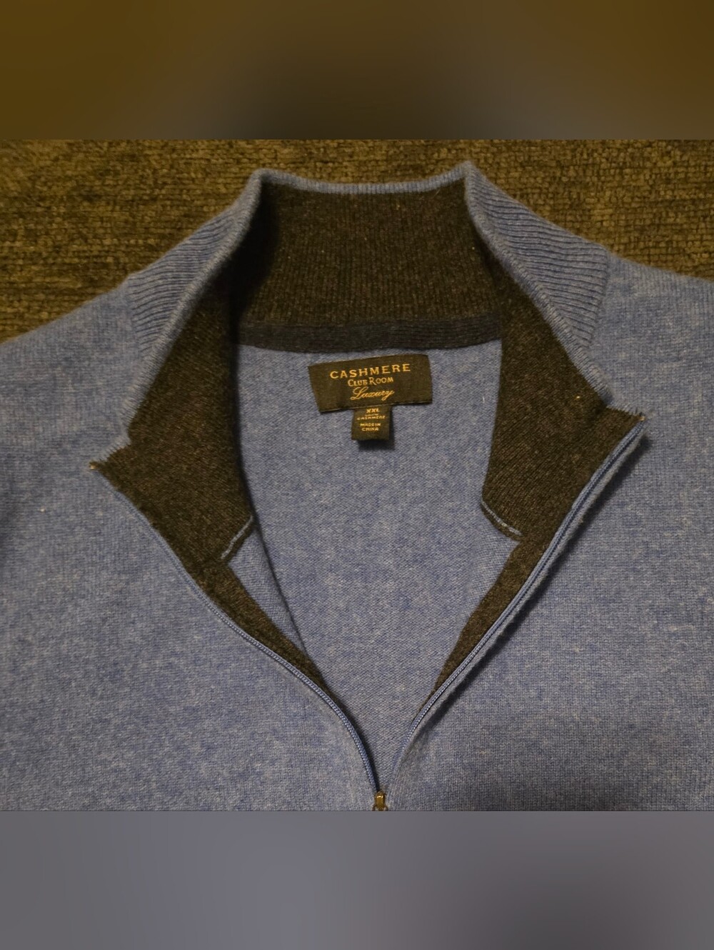 Club Room Luxury Men's Blue 1/4 Zip Cashmere Sweater. Size XXL